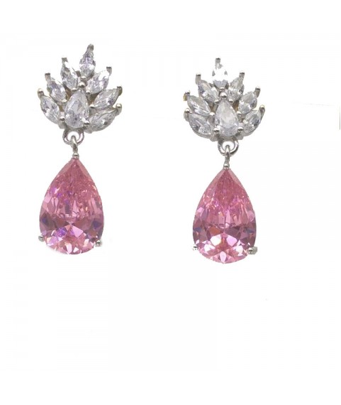 Natural Emeral/Sapphire/Pink jewel with double colour jewel ear stud